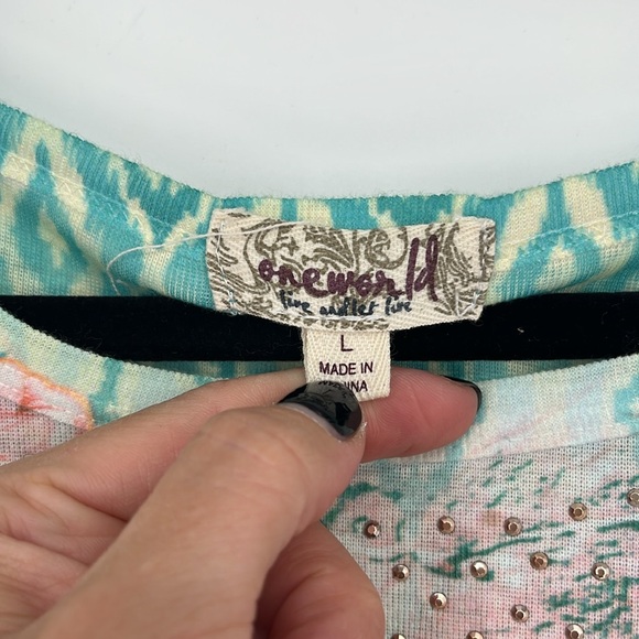 One World | Y2K Babydoll Short Sleeve Top Graphic Fairy Tee Aquarius Size Large - Picture 8 of 10